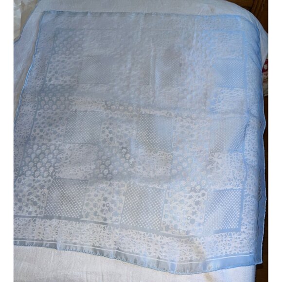 Blue Scarves Bundle of 2 Square Sheer Classic Preppy Feminine Womens - Picture 6 of 6